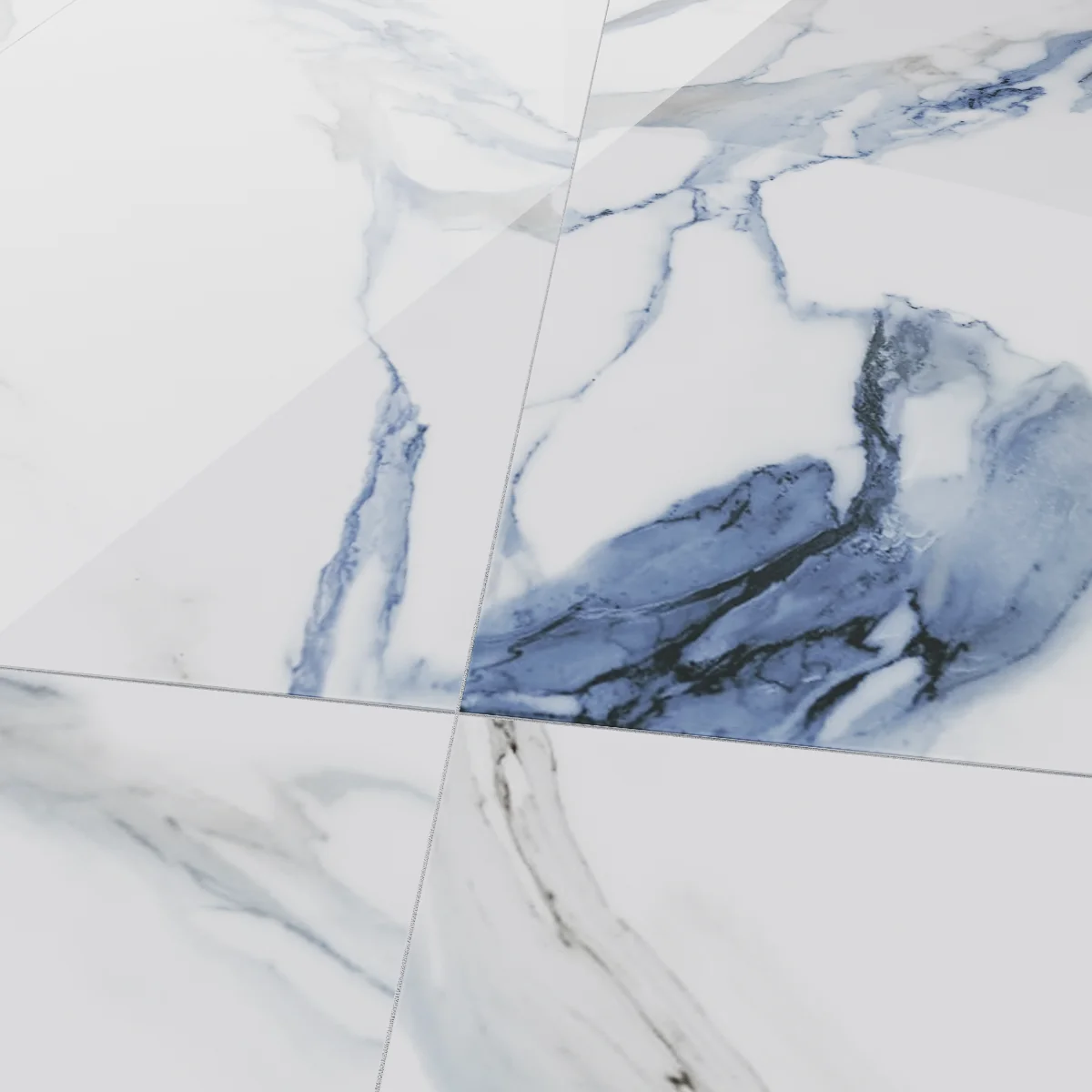 Gresie Exterior / Interior Portelanata Calacatta Aqua Blue 60 x 120 Cm Lucioasa Rectificata Tip Marmura