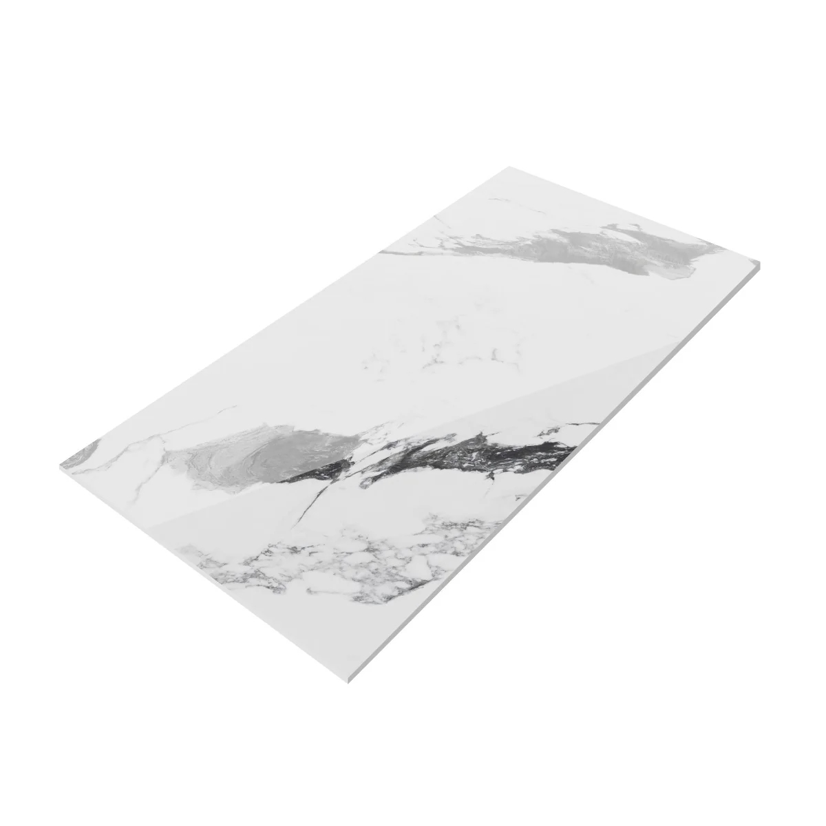 Gresie Exterior / Interior Portelanata Panda Marble White 60 x 120 Cm Lucioasa Rectificata Tip Marmura