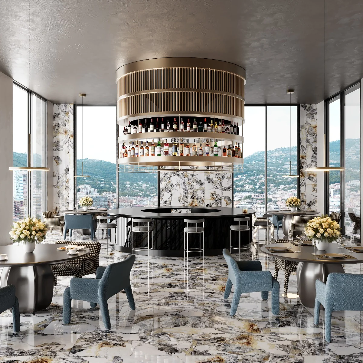 Gresie Exterior / Interior Portelanata Luna 60 x 120 Cm Lucioasa Rectificata Tip Marmura