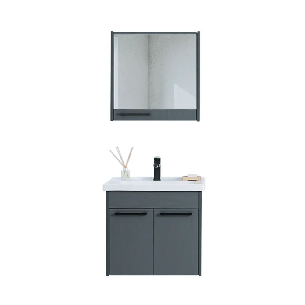 Set Mobilier Baie Sofia Suspendat 3 Piese Gri Inchis 65 cm