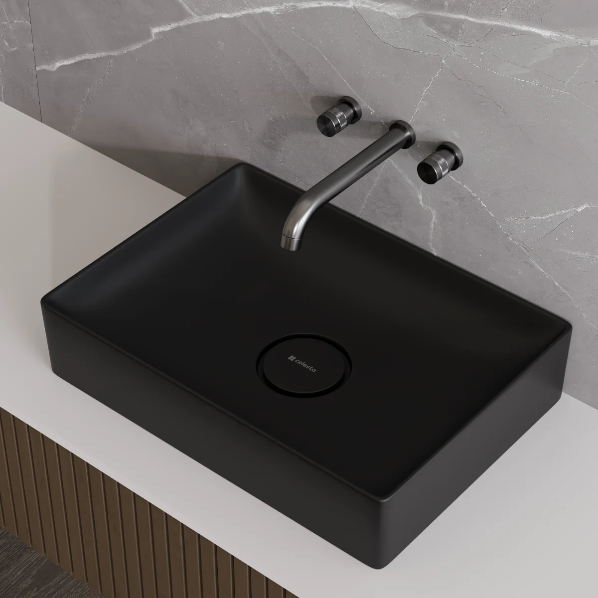 Lavoar Baie Pe Blat Celesta Toronto 50 x 36 x 11 cm Ceramica Negru Mat