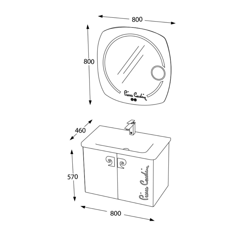 Set Mobilier Baie Pierre Cardin Star LED Suspendat 3 Piese Alb 80 cm