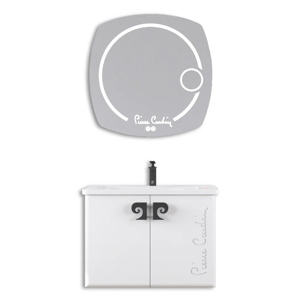 Set Mobilier Baie Pierre Cardin Star LED Suspendat 3 Piese Alb 80 cm