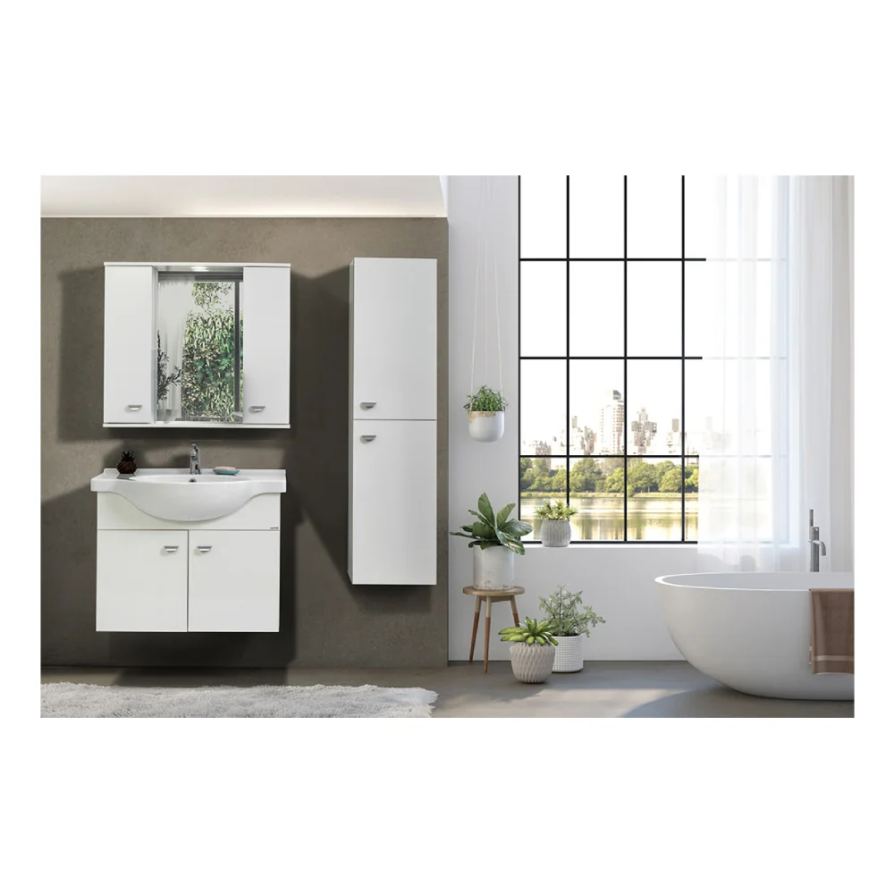 Set Mobilier Baie Ukra Suspendat 3 Piese Alb 80 Cm