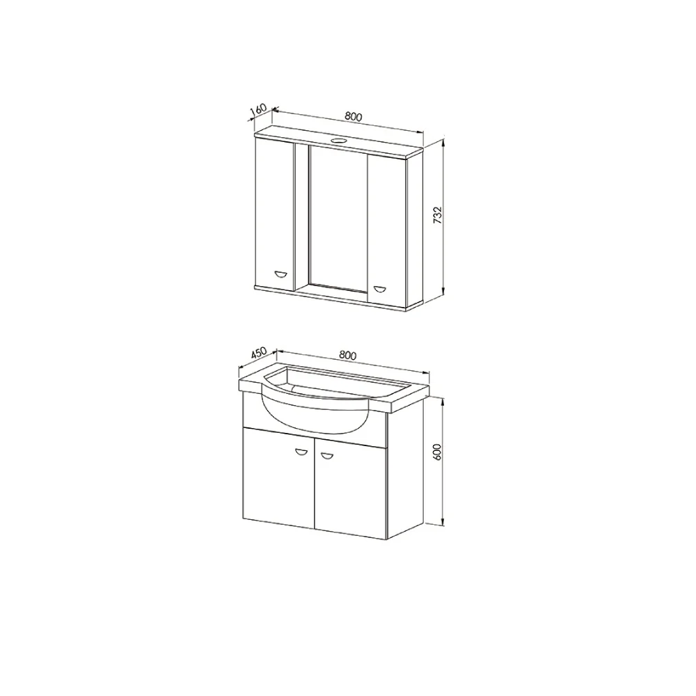 Set Mobilier Baie Ukra Suspendat 3 Piese Alb 80 Cm
