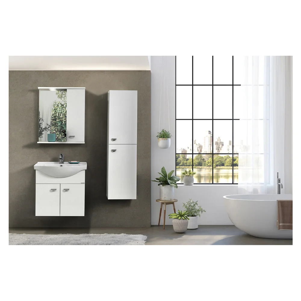 Set Mobilier Baie Ukra Suspendat 3 Piese Alb 65 cm