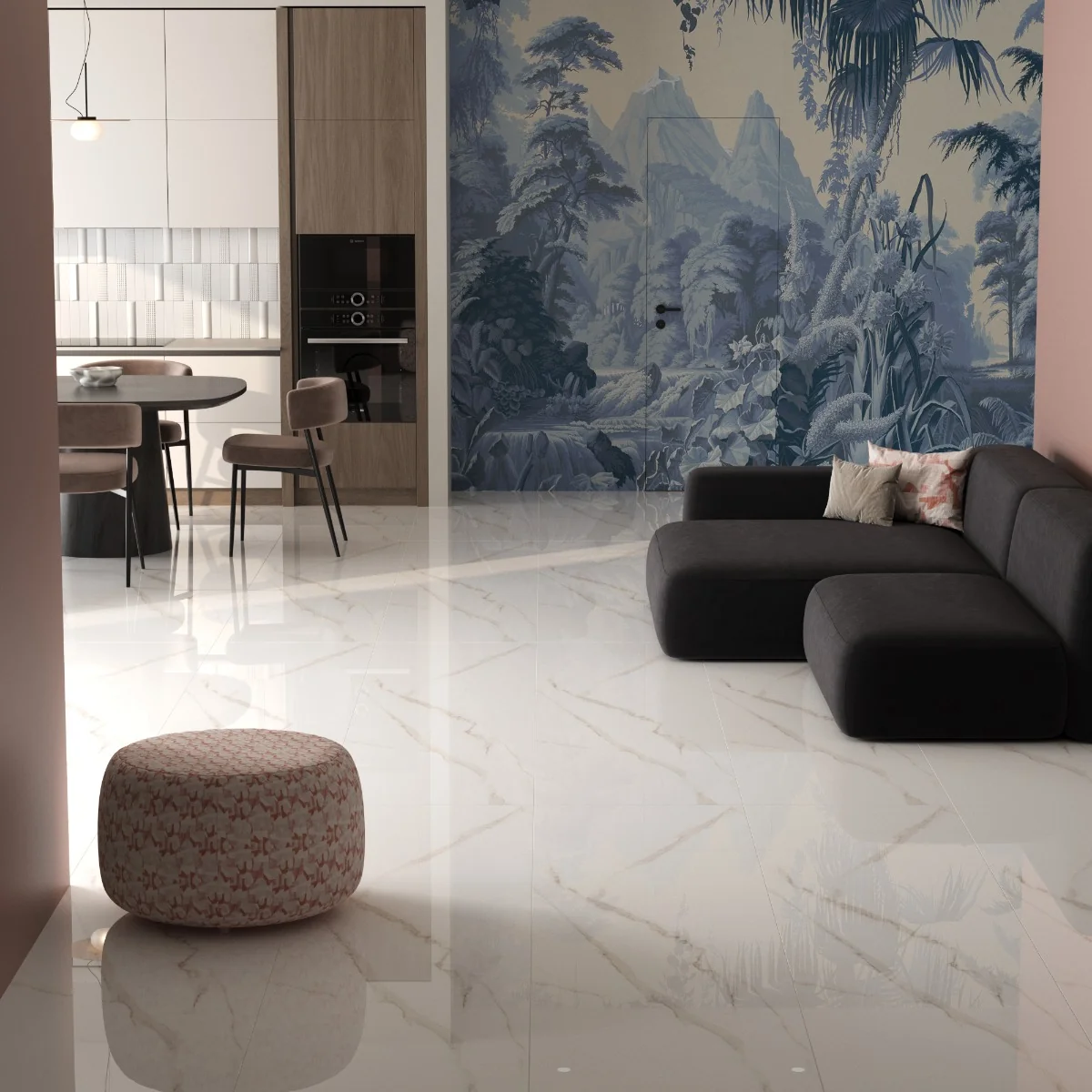 Gresie Exterior / Interior Portelanata Marmo Gold 59.5 x 119.5 Cm Lucioasa Rectificata Tip Marmura