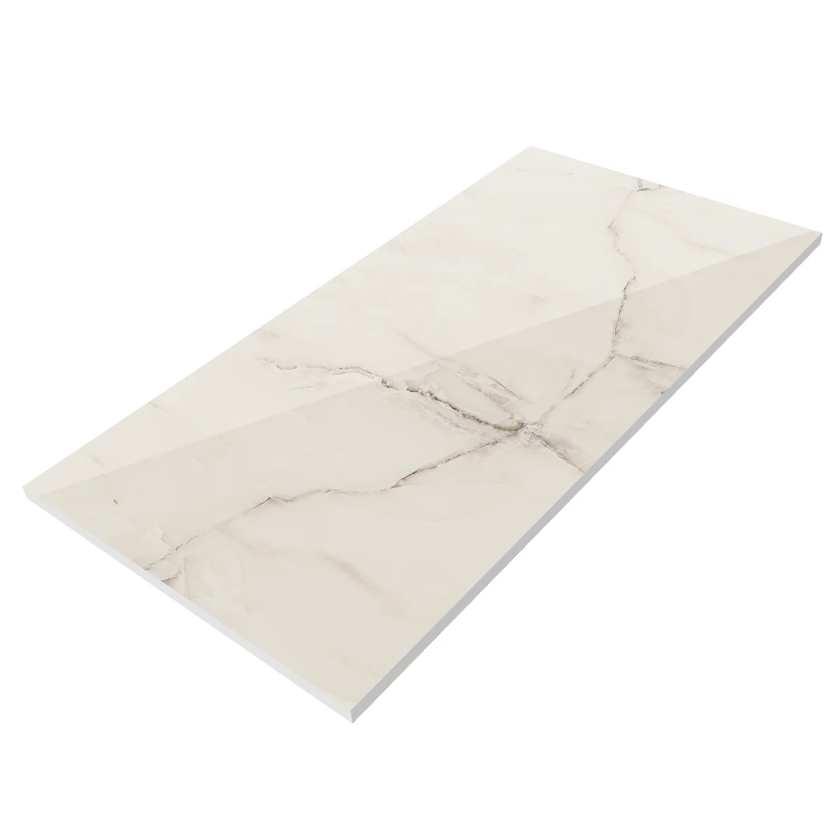 Gresie Exterior / Interior Portelanata Alfa White 59.5 x 119.5 cm Lucioasa Rectificata Tip Marmura