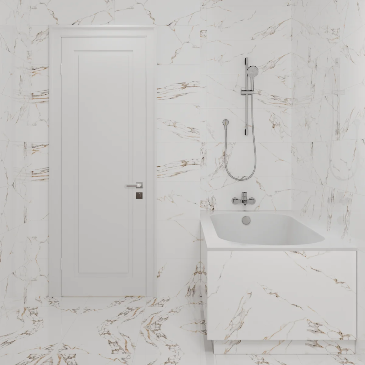 Gresie Exterior / Interior Porțelanată Malzini (Elegant) 60 x 120 cm Lucioasă Rectificată Tip Marmură