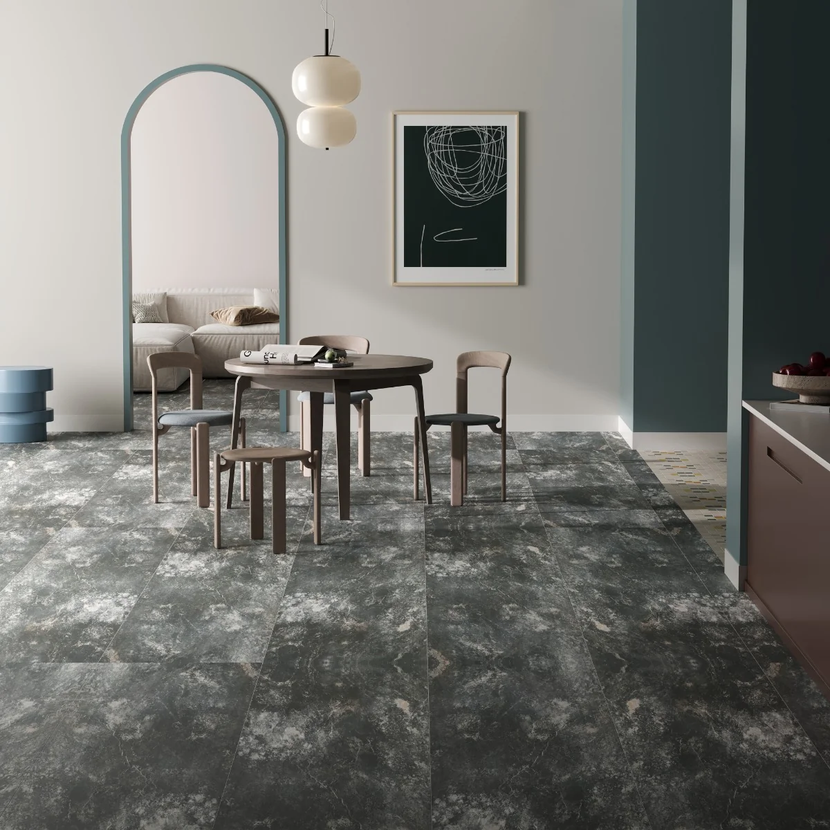 Gresie Exterior / Interior Antiderapantă Bologna Dark Grey 60 x 120 cm Mată Porțelanată Rectificată Aspect Ciment