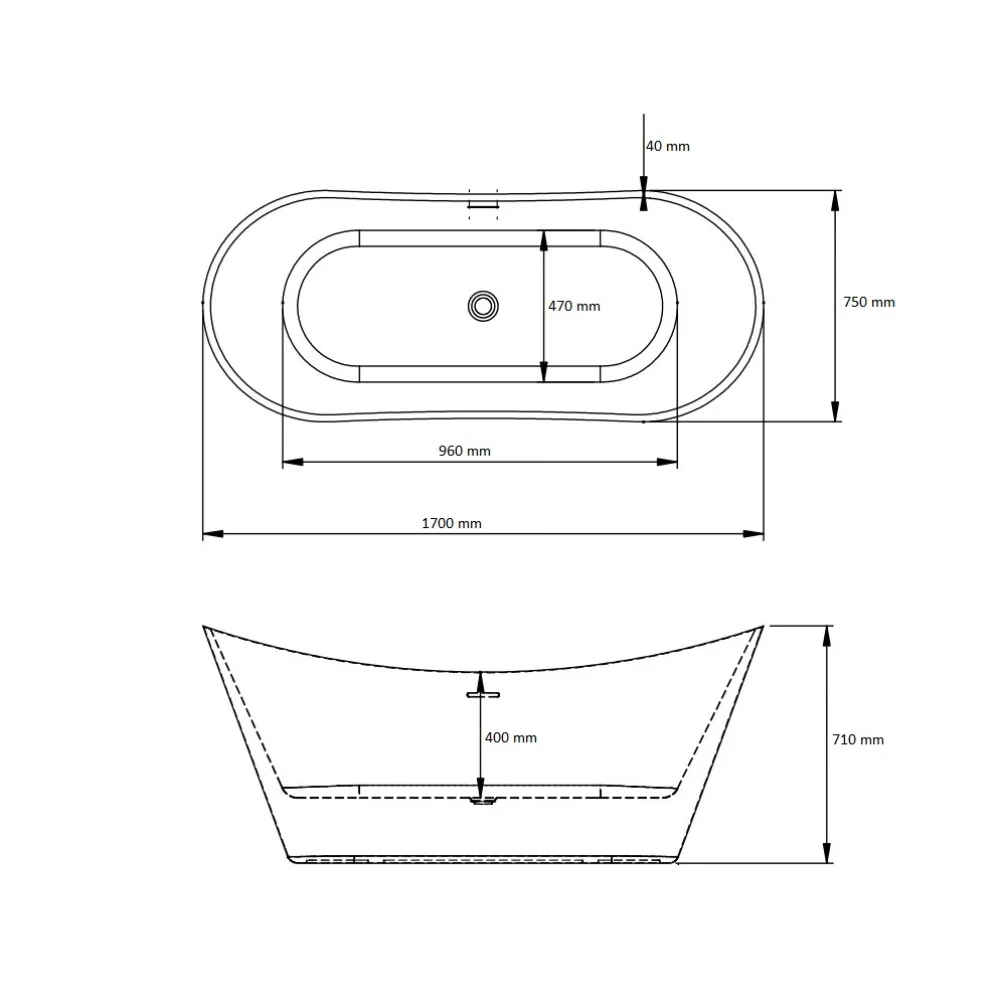 Cada Baie Freestanding Bella* BSM-206 Acril 170 x 75 x 75 cm Alb