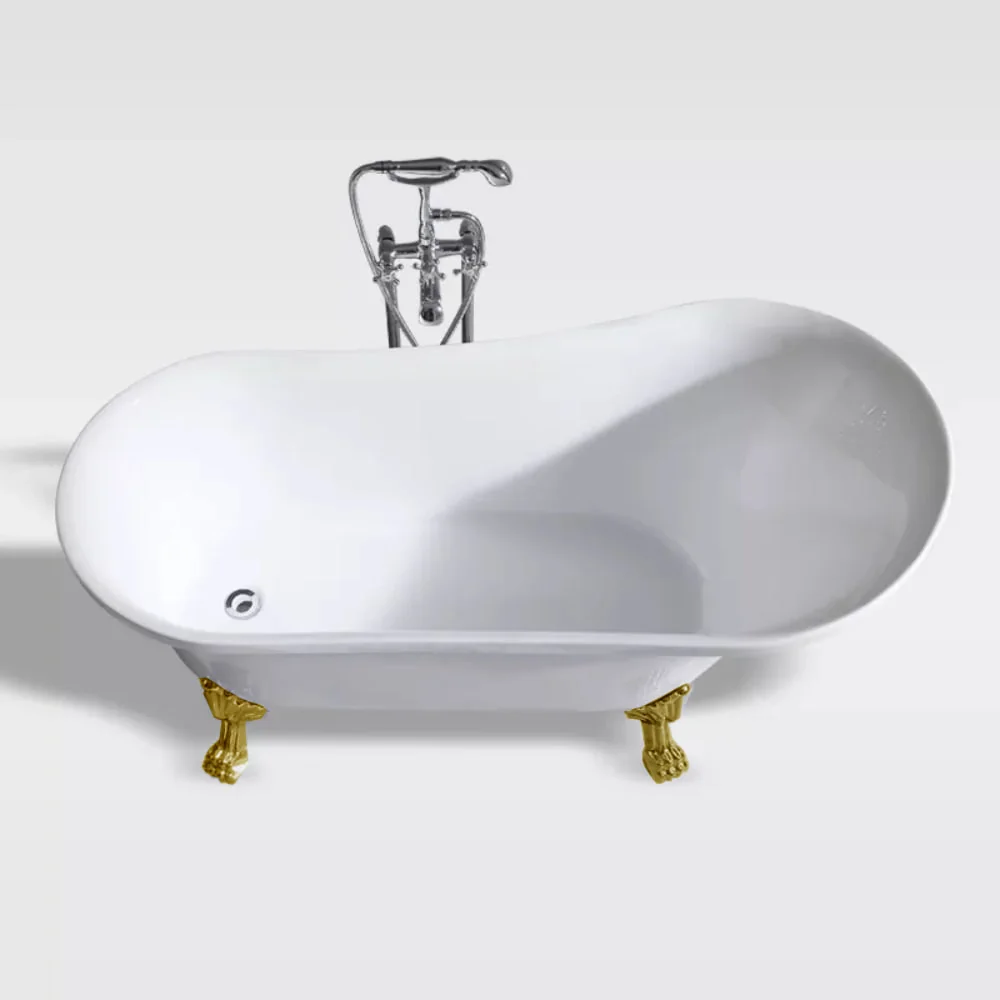 Cada Baie Freestanding Bella* BSM-404 Acril 150 x 75 x 75 Cm Alb Picioare Aurii