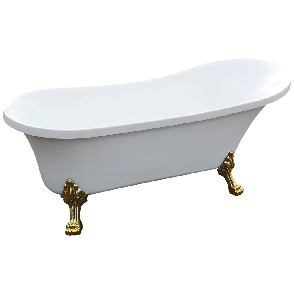 Cada Baie Freestanding Bella* BSM-404 Acril 150 x 75 x 75 Cm Alb Picioare Aurii