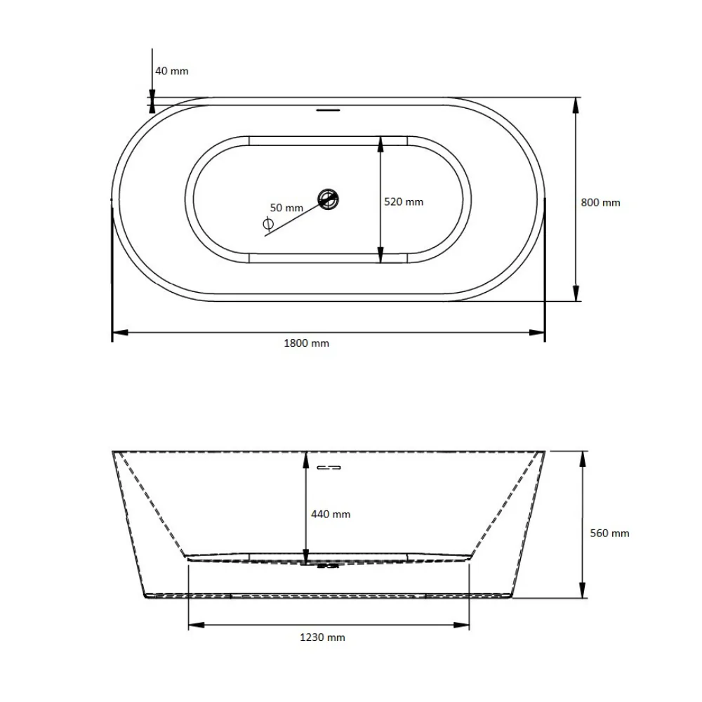 Cada Baie Freestanding Bella BSM-203 Acril 180 x 80 x 58 Cm Alb