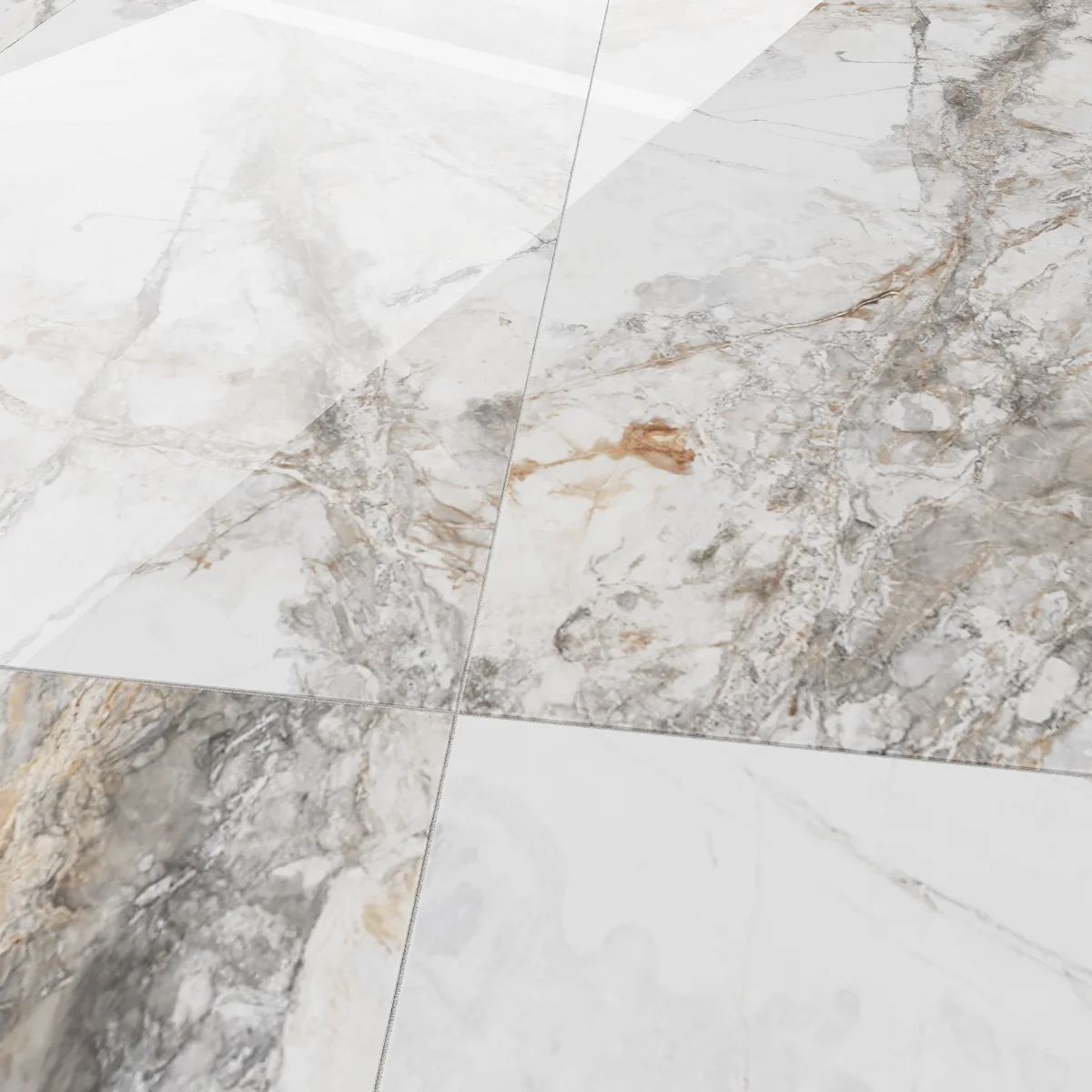 Gresie Exterior / Interior Portelanata Invisible Marble Grey 60 x 120 cm Lucioasa Rectificata Tip Marmura