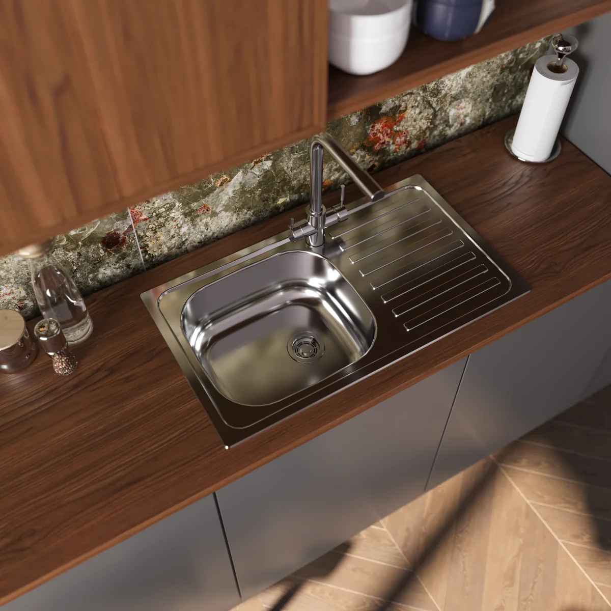 Gresie Exterior / Interior Portelanata Nebula Green 59.5 x 119.5 cm Lucioasa Rectificata Tip Marmura