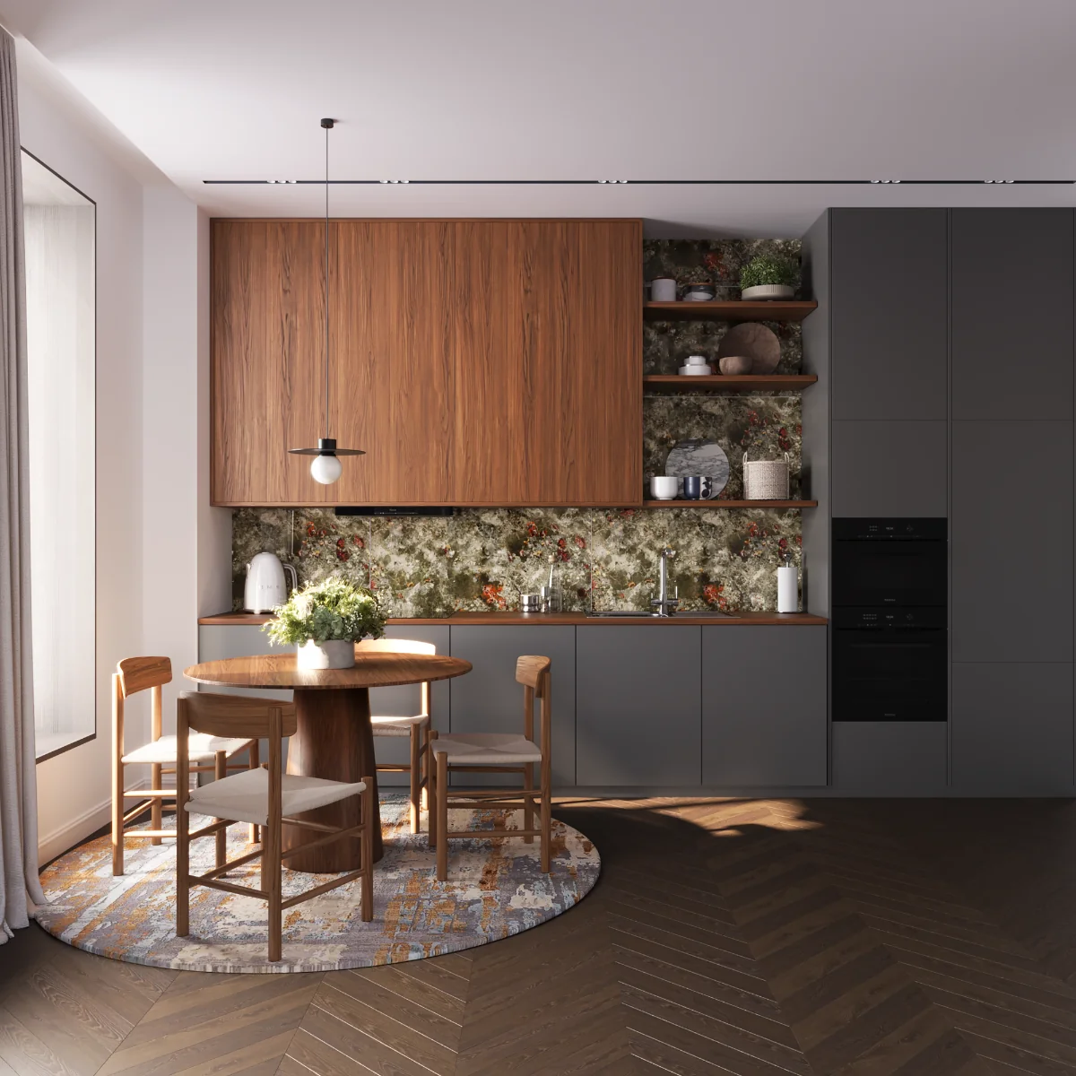 Gresie Exterior / Interior Portelanata Nebula Green 59.5 x 119.5 cm Lucioasa Rectificata Tip Marmura