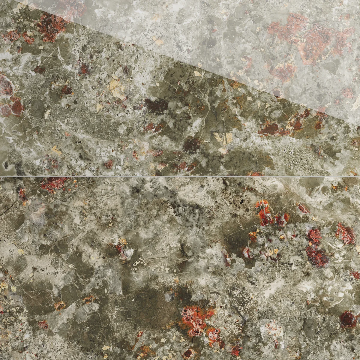 Gresie Exterior / Interior Portelanata Nebula Green 59.5 x 119.5 cm Lucioasa Rectificata Tip Marmura