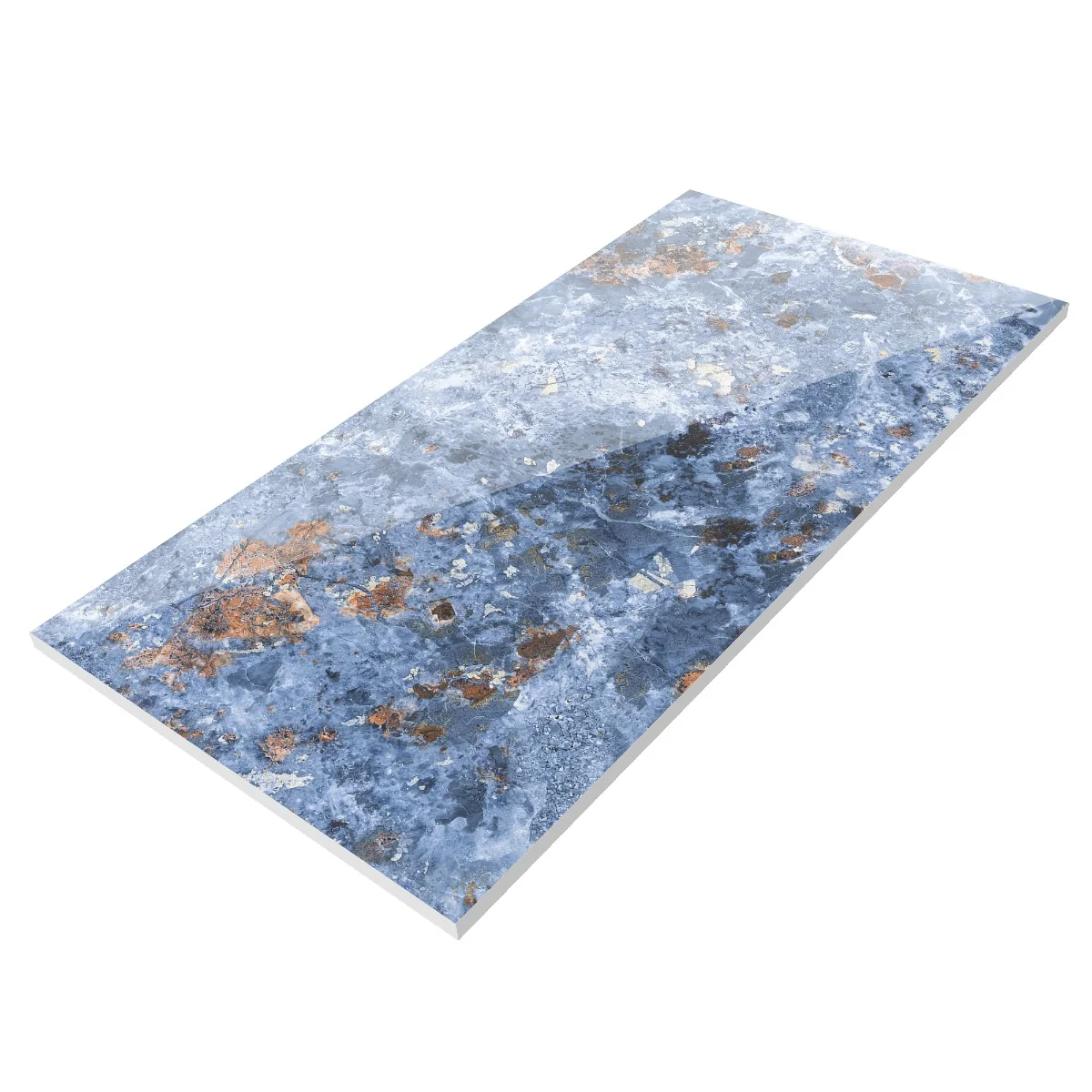 Gresie Exterior / Interior Portelanata Nebula Blue 59.5 x 119.5 cm Lucioasa Rectificata Tip Marmura