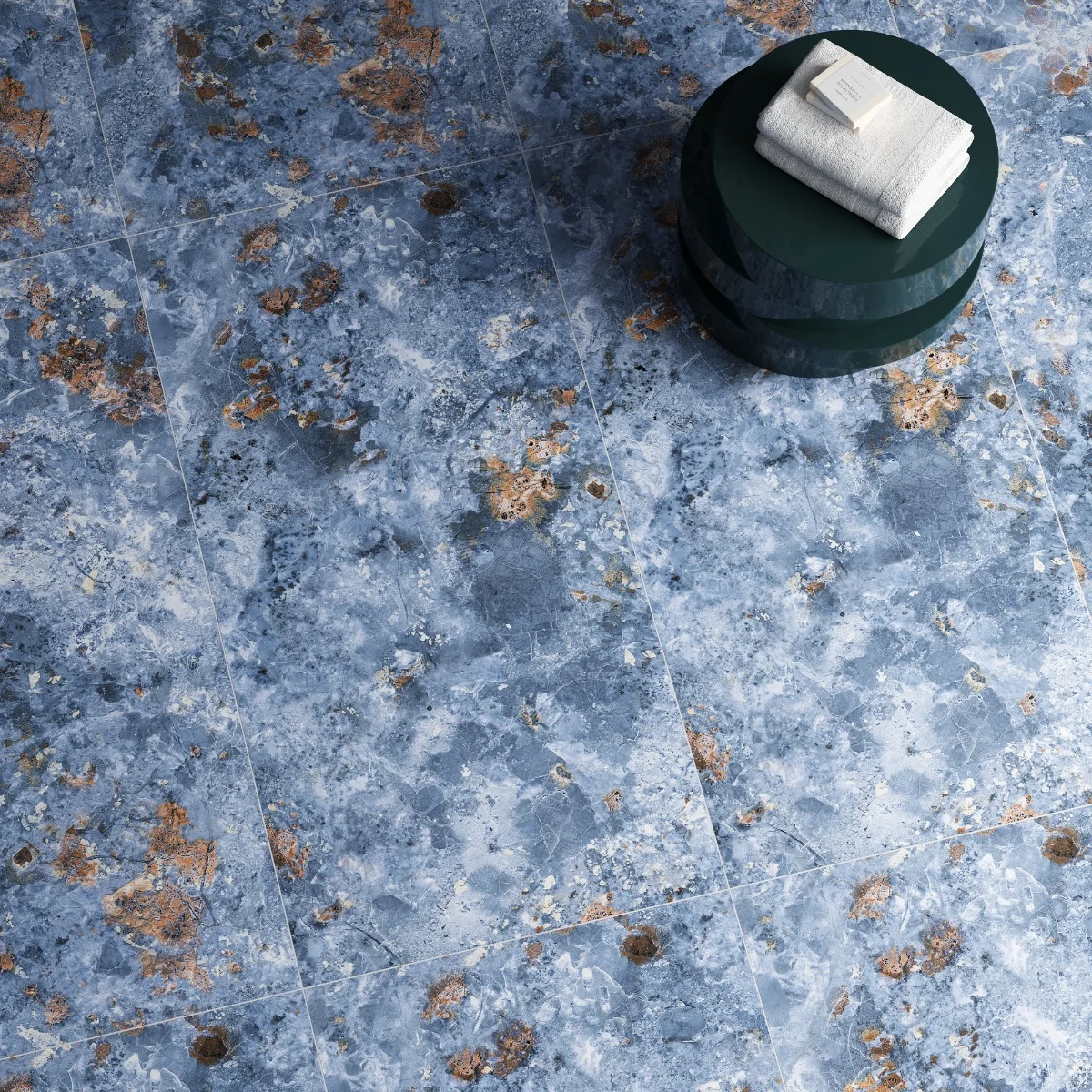 Gresie Exterior / Interior Portelanata Nebula Blue 59.5 x 119.5 cm Lucioasa Rectificata Tip Marmura