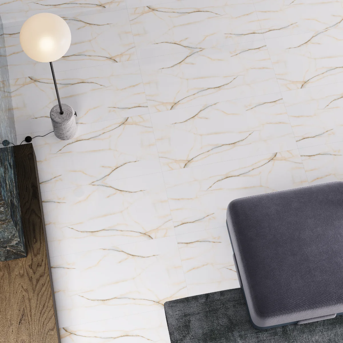 Gresie Exterior / Interior Portelanata Monument Grande White 60 x 120 Cm Mata Rectificata Tip Marmura