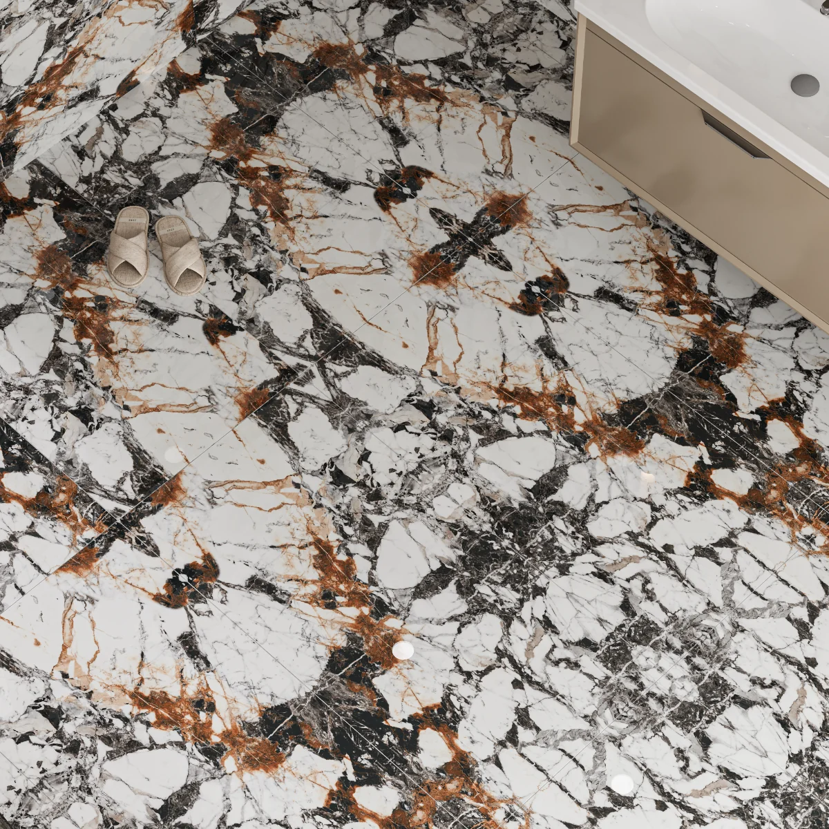 Gresie Exterior / Interior Portelanata Neruda Oxide 60 x 120 Cm Mata Rectificata Tip Marmura