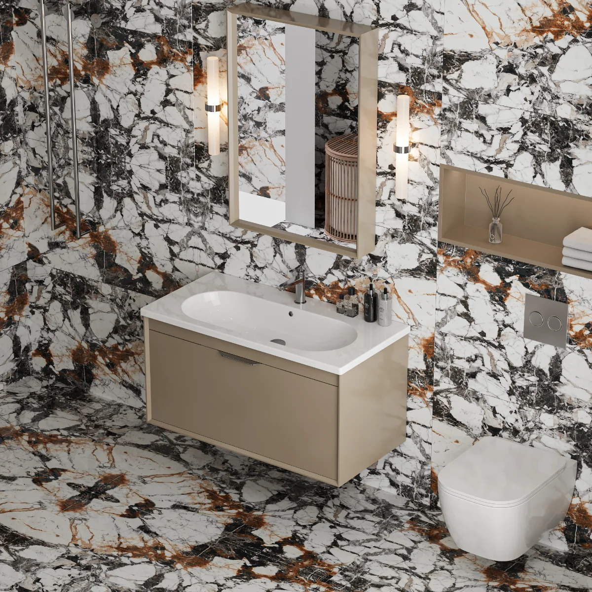 Gresie Exterior / Interior Portelanata Neruda Oxide 60 x 120 Cm Mata Rectificata Tip Marmura