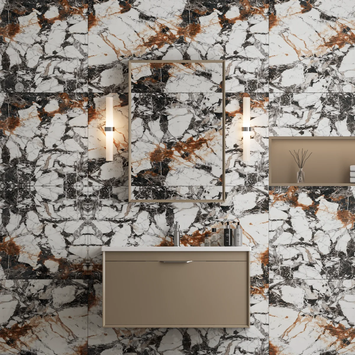 Gresie Exterior / Interior Portelanata Neruda Oxide 60 x 120 Cm Mata Rectificata Tip Marmura