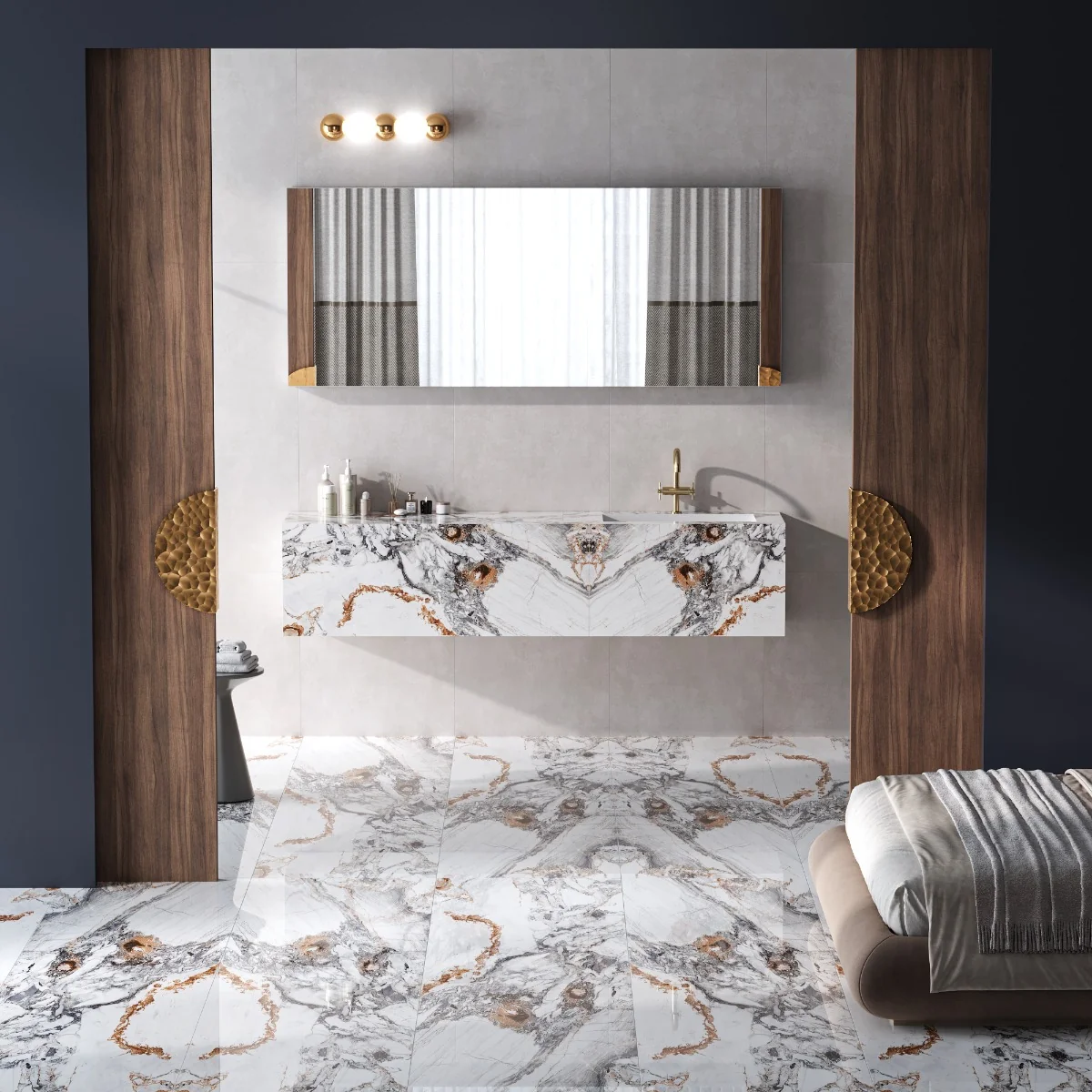 Gresie Exterior / Interior Portelanata Mothica Rose 60 x 120 Cm Lucioasa Rectificata Tip Marmura