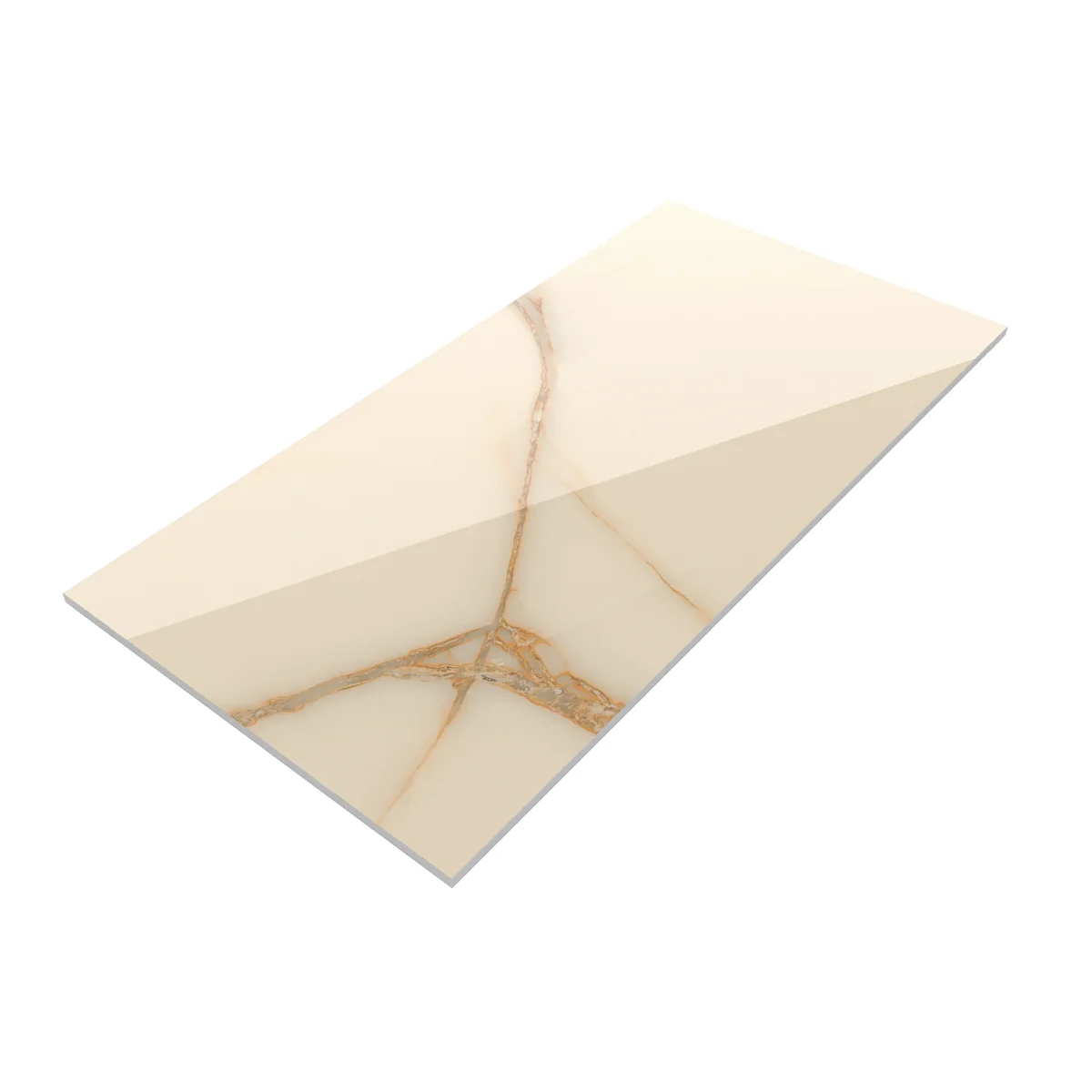 Gresie Exterior / Interior Portelanata Onyx Beige 59.5 x 119.5 Cm Lucioasa Rectificata Tip Marmura