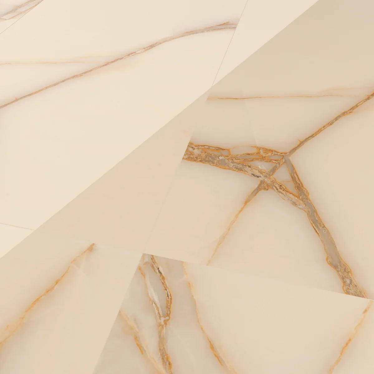 Gresie Exterior / Interior Portelanata Onyx Beige 59.5 x 119.5 Cm Lucioasa Rectificata Tip Marmura