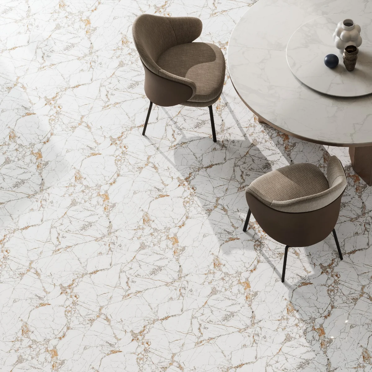 Gresie Exterior / Interior Portelanata Fiesta White 59.5 x 119.5 cm Lucioasa Rectificata Tip Marmura