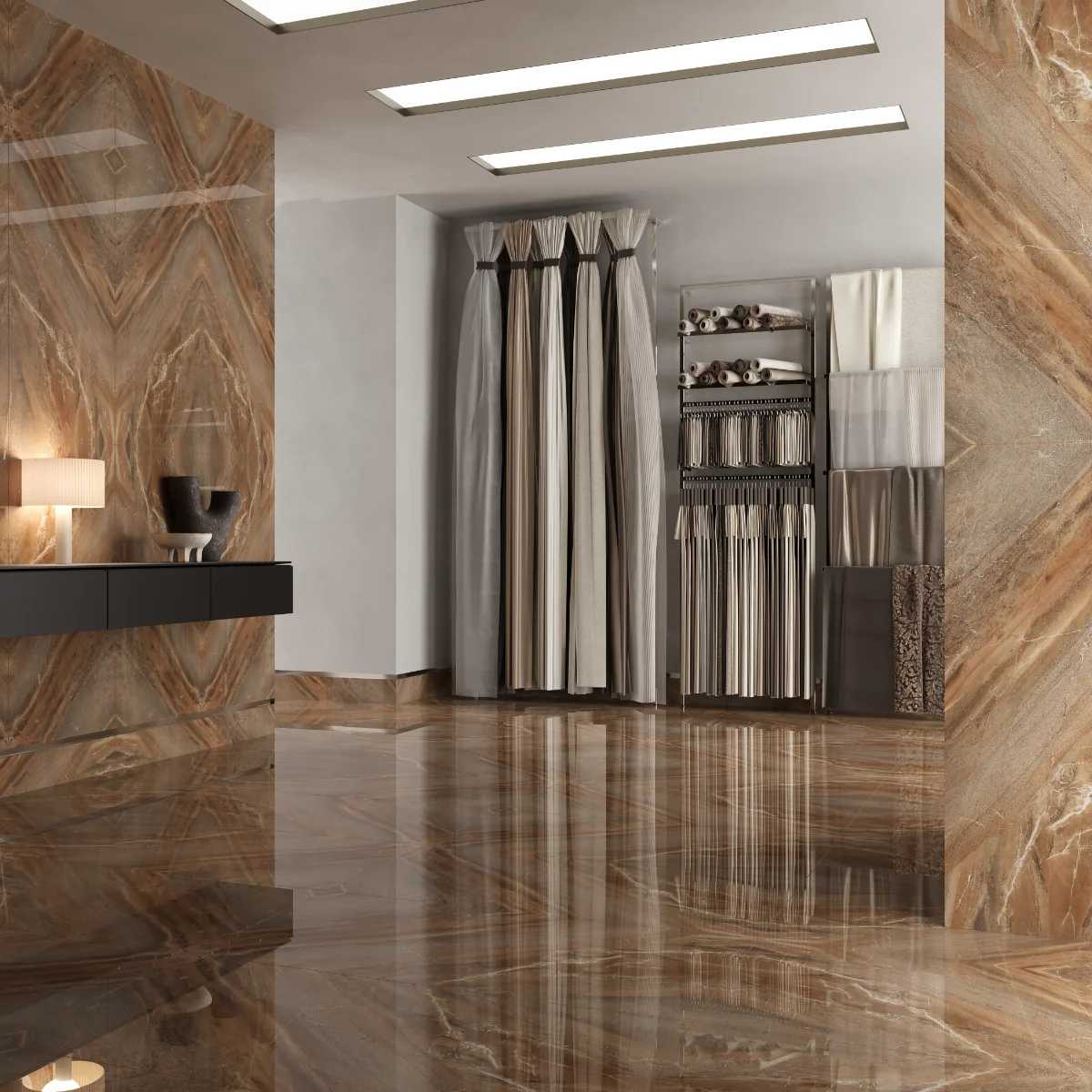 Gresie Portelanata Rectificata Alpen Brown Bookmatch B 60X120 Lucioasa