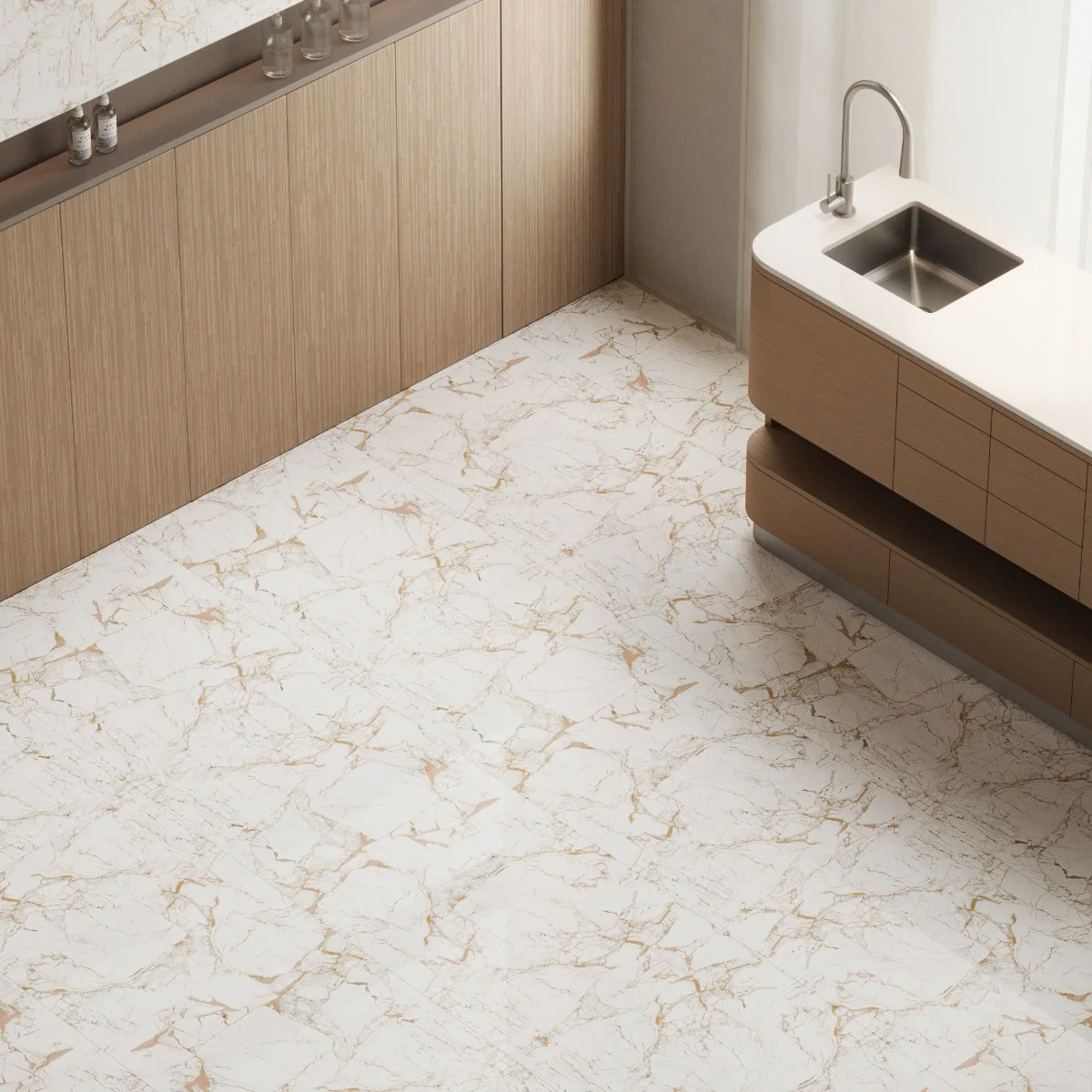 Gresie Exterior / Interior Portelanata Amazon Bone 60 x 120 cm Lucioasa Rectificata Tip Marmura