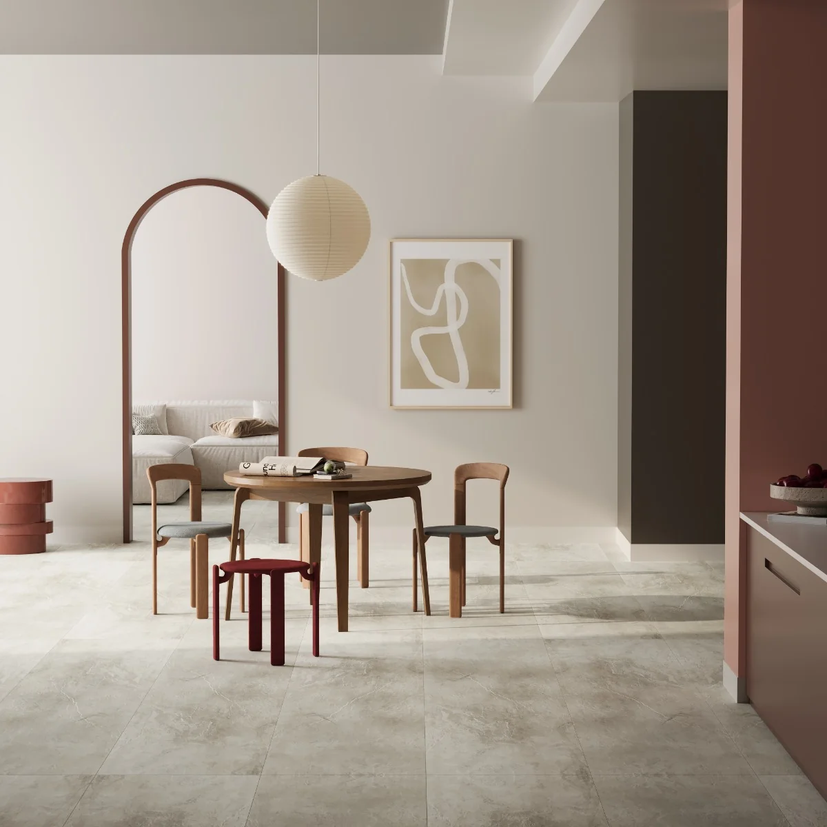 Gresie Exterior / Interior Antiderapantă Bologna Beige 60 x 120 cm Mată Porțelanată Rectificată Aspect Ciment