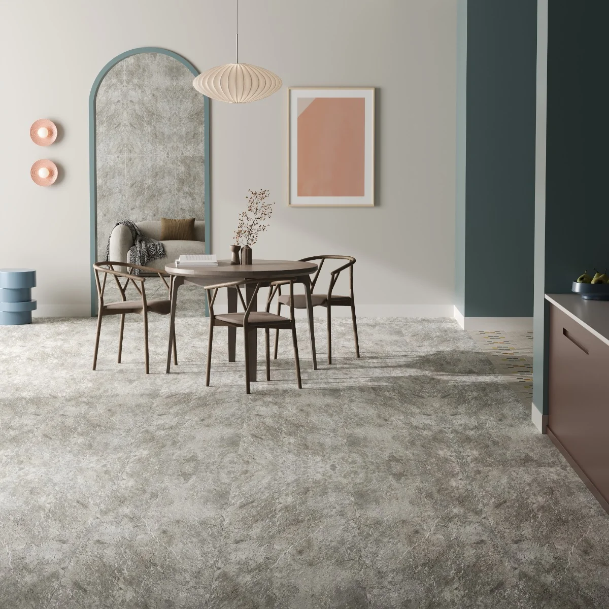 Gresie Exterior / Interior Antiderapanta Bologna Silver 60 x 120 cm Mata Portelanata Rectificata Aspect Ciment