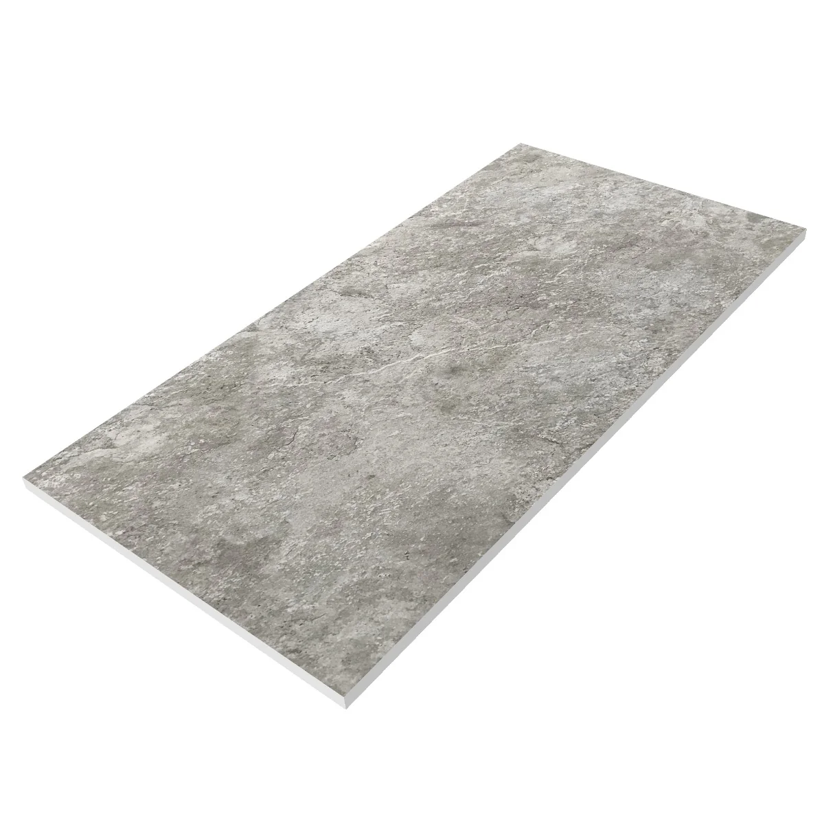 Gresie Exterior / Interior Antiderapanta Bologna Silver 60 x 120 cm Mata Portelanata Rectificata Aspect Ciment