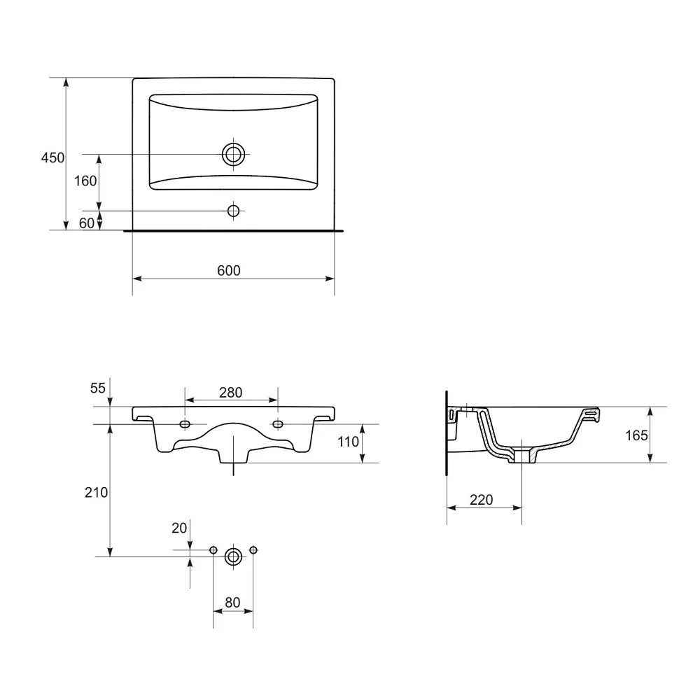 Lavoar Incastrat Cersanit Como K32-003 60 Cm Alb