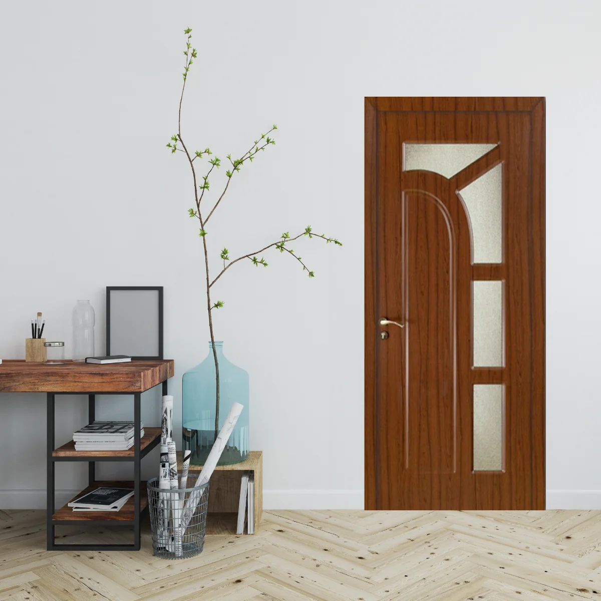 Usa De Interior Din Lemn Modern Cu Geam OP-157 2000/800 Teak