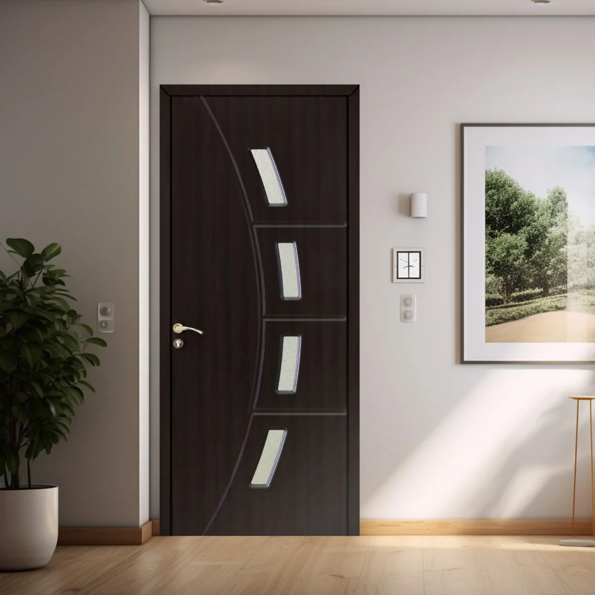 Usa De Interior Din Lemn Modern Cu Geam OP-156 2000/600 Wenge