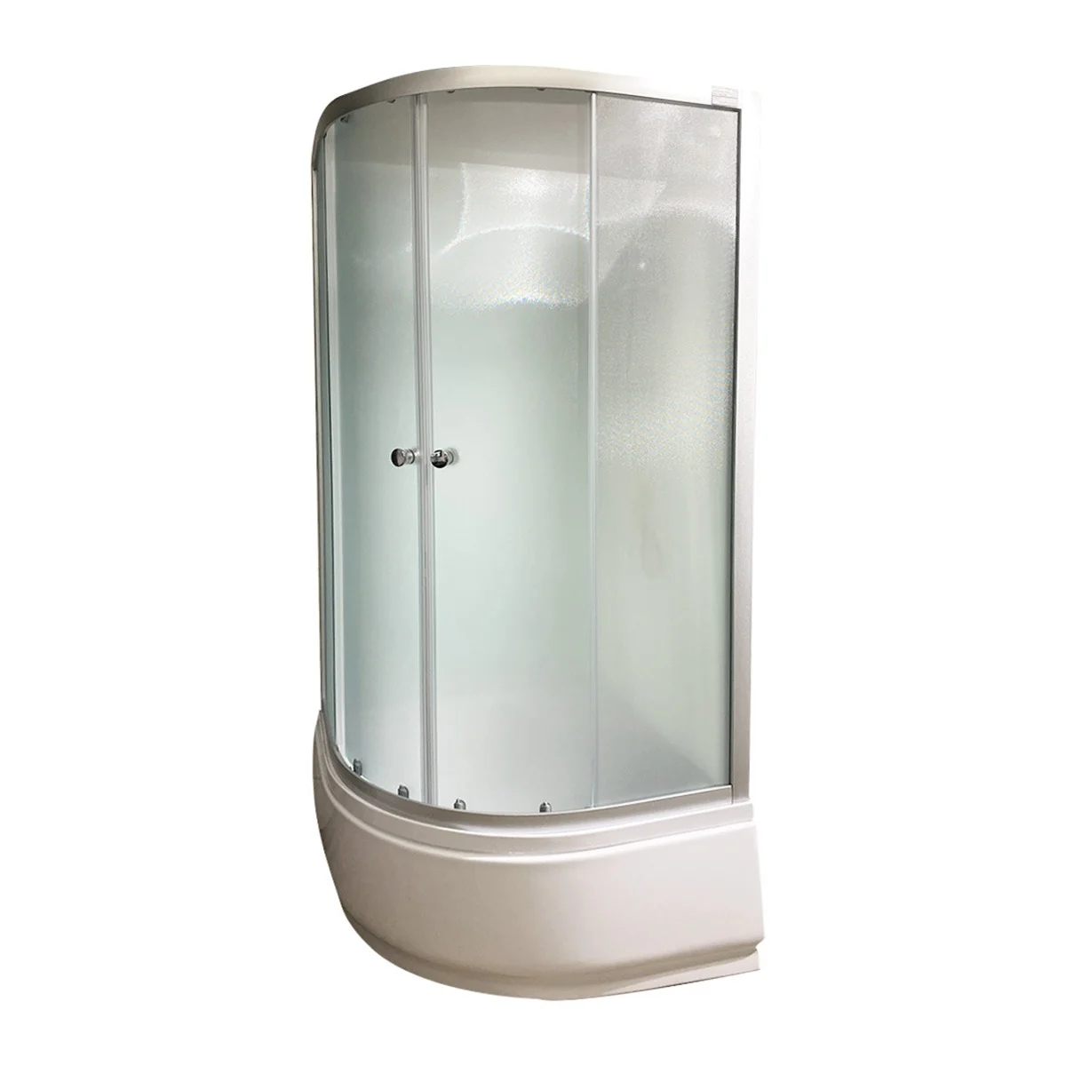 Cabina De Dus Simplă Semirotunda Ruby Sticla 4 mm 90x90x200 cm Profil Argintiu Cadita Inalta Sifon Si Set Dus Incluse