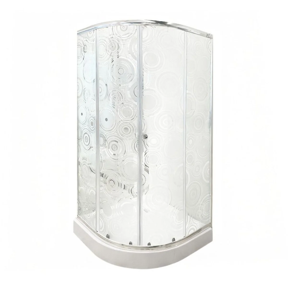 Cabina De Dus Simpla Semirotunda Malaga Sticla Serigrafiata 4 Mm Model Geometric 90x90x195 Cm Profil Cromat Cadita Joasa Si Sifon Incluse
