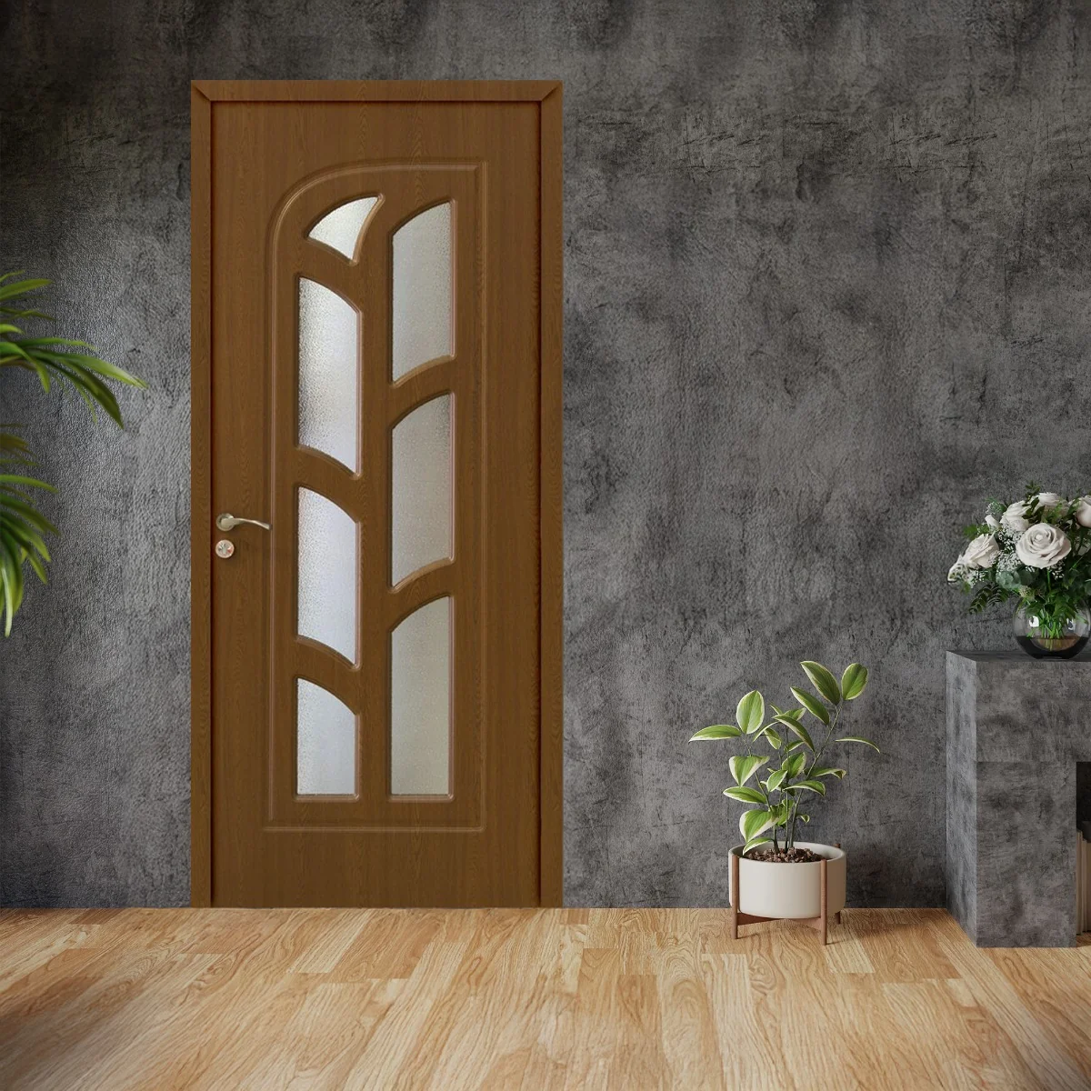 Usa De Interior Din Lemn Modern Cu Geam OP 064 Stejar Inchis 2000/800