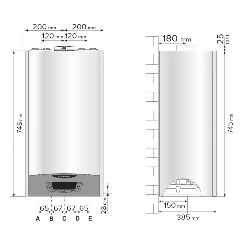 Centrala Termica Murala Clas One Ariston 30 KW Cu Wi-Fi Si Kit Evacuare Inclus