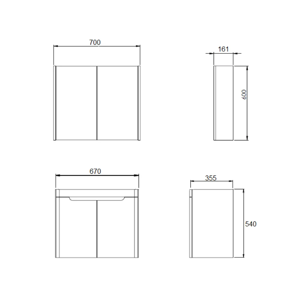 Set Mobilier Baie Rio Suspendat 3 Piese Alb 70 Cm