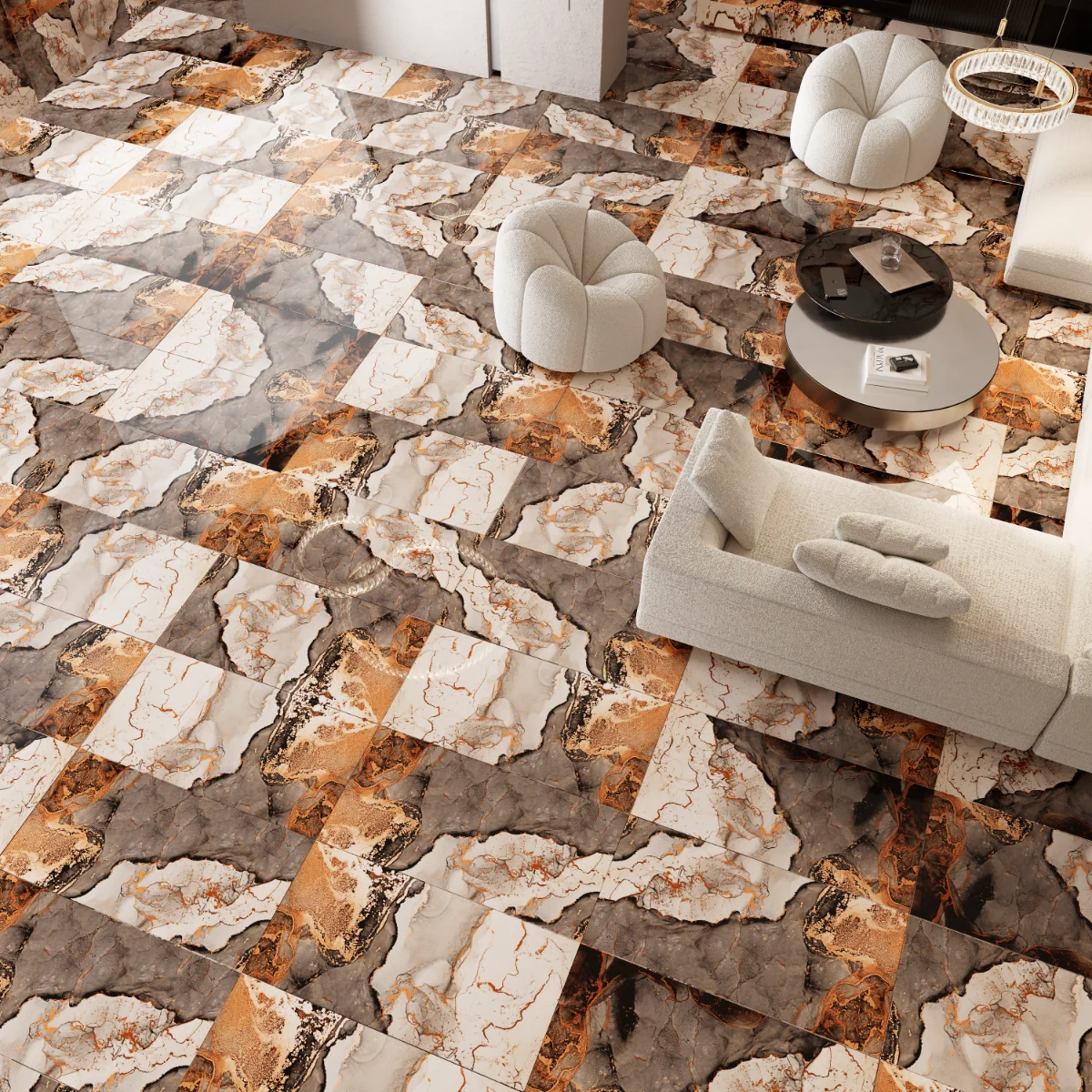 Gresie Portelanata Exterior / Interior Brans Grey 60 x 120 cm Lucioasa Rectificata Tip Marmura