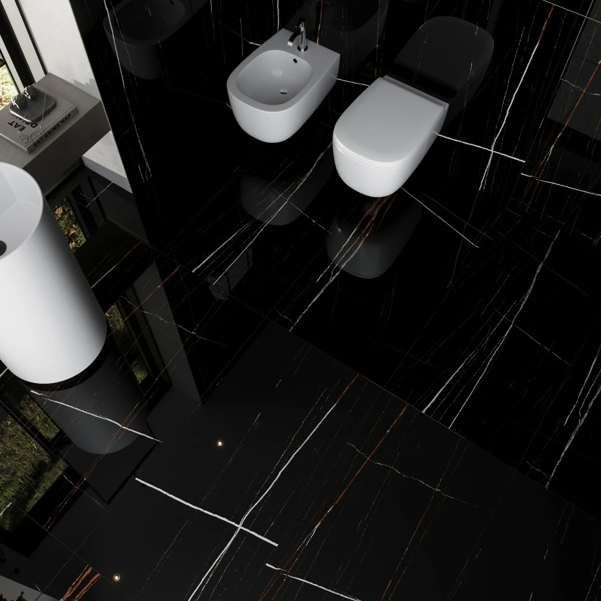 Gresie Exterior / Interior Porțelanată Jeff Lewis Black 60 x 120 cm Lucioasă Rectificată Tip Marmură