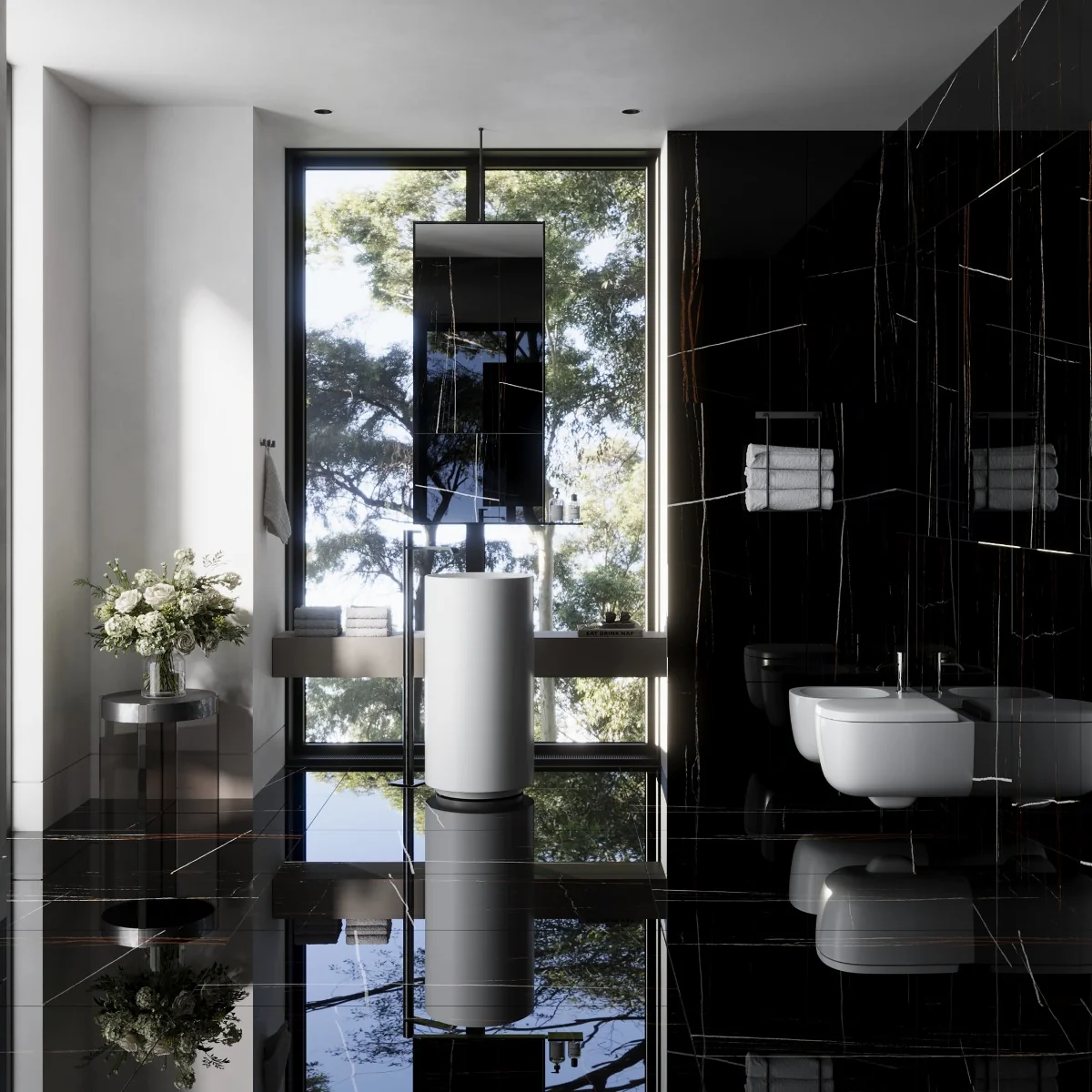 Gresie Exterior / Interior Porțelanată Jeff Lewis Black 60 x 120 cm Lucioasă Rectificată Tip Marmură