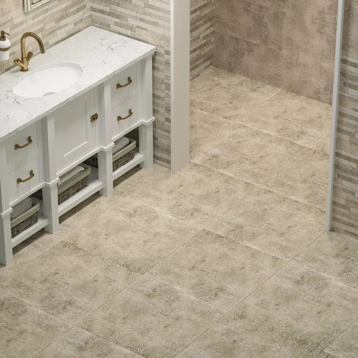 Gresie Interior Celine Dark Beige 61 x 61 cm Mata Aspect Ciment