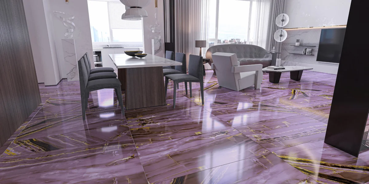 Gresie Exterior / Interior Portelanata Zenith Purple 60 x 120 cm Lucioasa Rectificata Tip Marmura